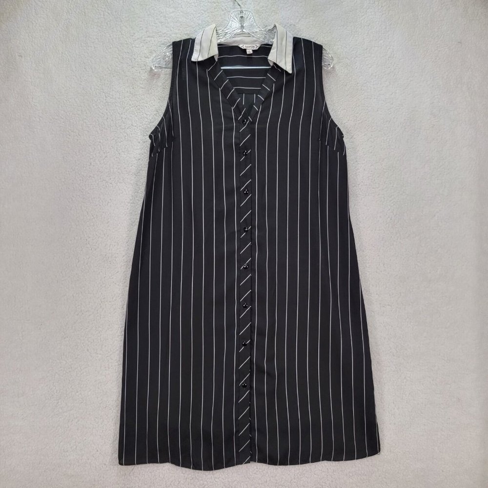 Nanette Lepore Black Striped Collared Wednesday Vibes Classic Cocktail Shift